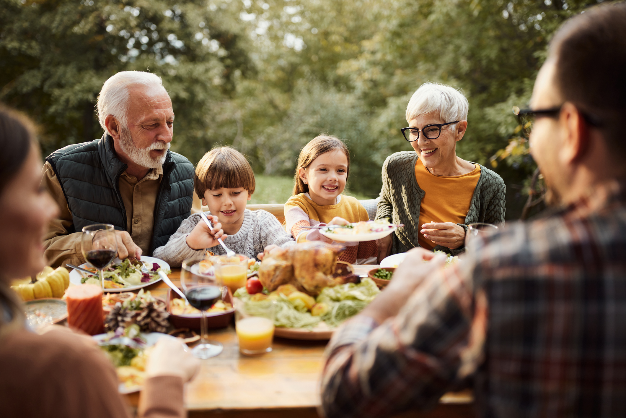 happy multi-generation family
